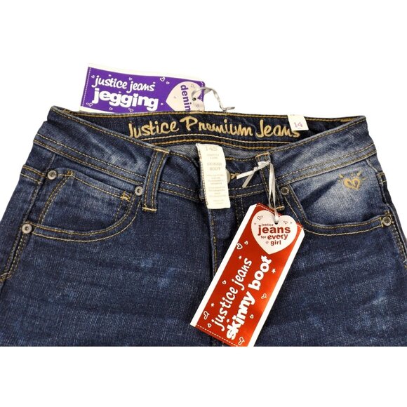 Justice Premium Jeans Girls Simply Low Skinny Bootcut Dark Size 14 Slim  JH1125 - Picture 3 of 4